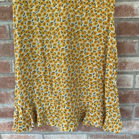 Faithfull The Brand Daphne Mini Flounce Dress Women’s 6 Yellow Ditsy Floral - Picture 4 of 10